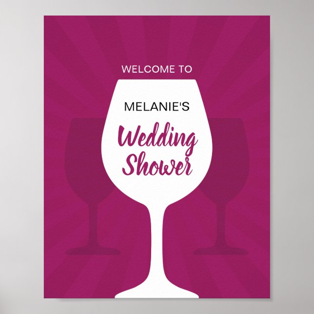 Poster Bienvenue au Wedding shower de dégustation de vin (Devant)