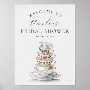 Poster Bienvenue au Wedding shower du Tea Party