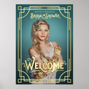 Poster Bienvenue aux photos de la fête de mariage Art déc