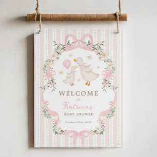 Poster Bienvenue Baby shower de la poule à la poule à la