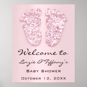 Poster Bienvenue Bébé Pieds Baby Shower Nouvelle Fille Ro