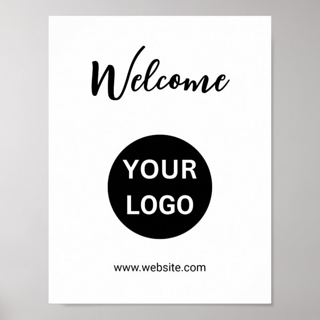 Poster Bienvenue Black and White Business Logo Website (Devant)