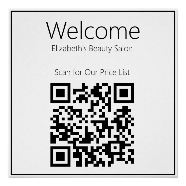Poster Bienvenue Black and White Business Scan QR Code (Devant)