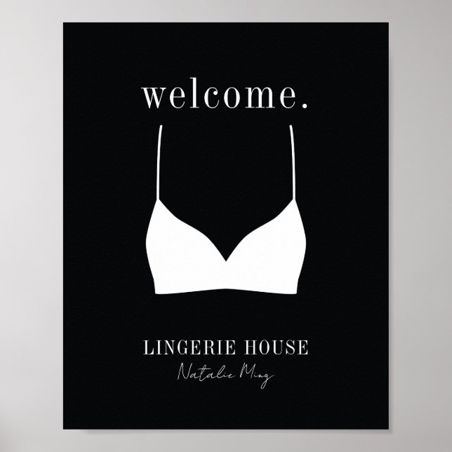 Poster Bienvenue Black White Lingerie Boutique Logo (Devant)