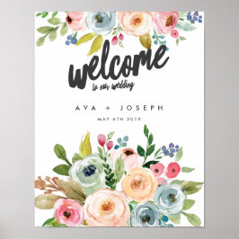POSTER BIENVENUE BOTANIQUE LUMINEUSE À NOTRE MARIAGE -GRA