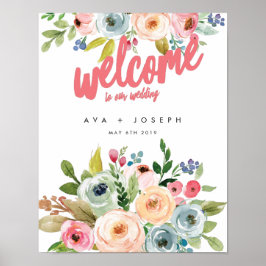 POSTER BIENVENUE BOTANIQUE LUMINEUSE À NOTRE MARIAGE POST