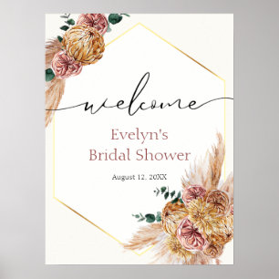 Poster Bienvenue Bouquet de Pampas séchées Boho