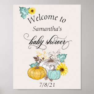 Poster Bienvenue Citrouille d'automne Thanksgiving Baby s