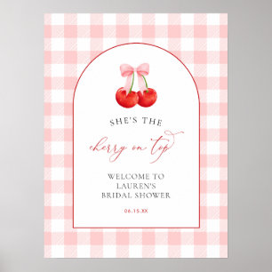 Poster Bienvenue Coquette Rose Cerise sur le Bébé à Venir