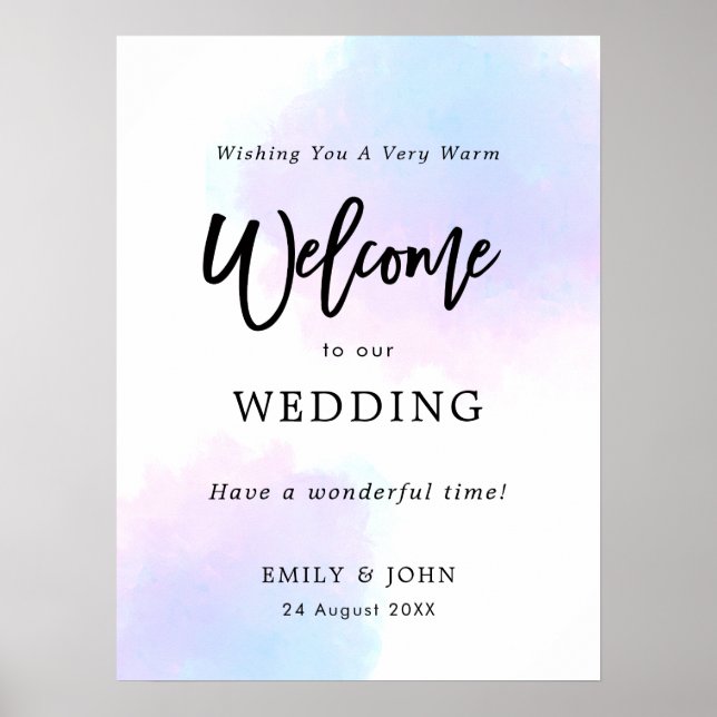 Poster Bienvenue dans nos Aquarelles Pastel Mariage (Devant)