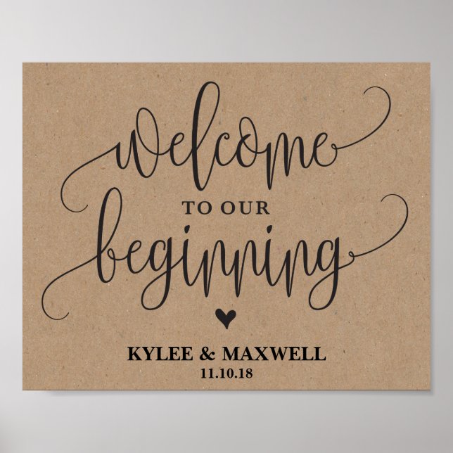 Poster Bienvenue dans notre premier panneau de Mariage mo (Devant)