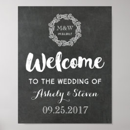 Poster Bienvenue dans notre Wreath panneau de signalisati