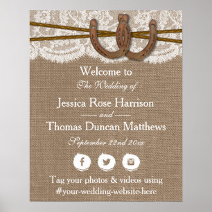 Poster Bienvenue de la collection Rustic Horseshoe Mariag