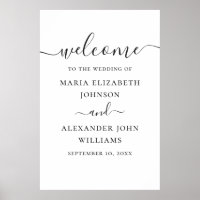 Bienvenue de mariage à l'écriture simple noir et b