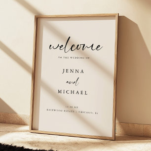 Poster Bienvenue de mariage de style moderne clair beige