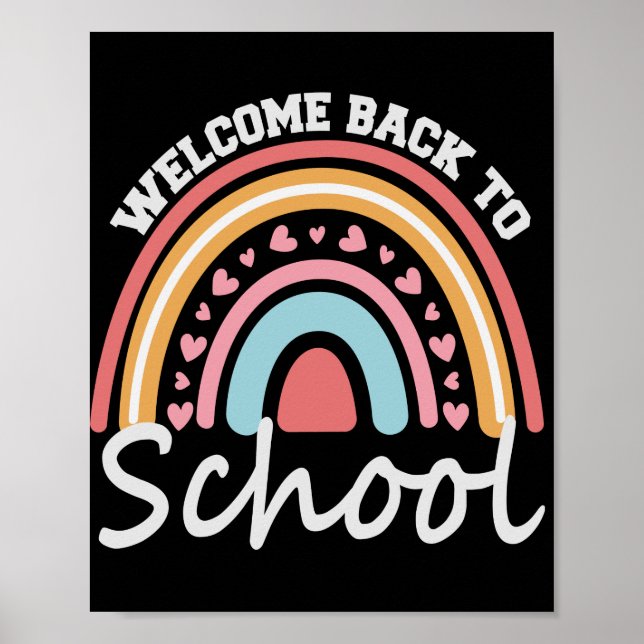 Poster Bienvenue de retour à l'école mignonne Rainbow Cad (Devant)