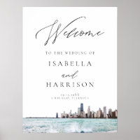 Bienvenue de Watercolor Chicago Skyline Mariage