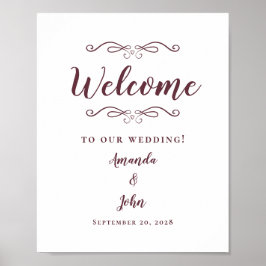 Poster Bienvenue Élégant Chic Calligraphie Mariage Bourgo