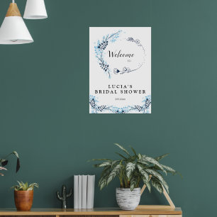Poster Bienvenue élégante à la douche de mariage florale