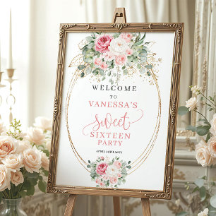 Poster Bienvenue élégante avec une touche de rose et d'or