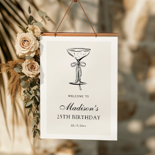 Poster Bienvenue élégante pour un anniversaire au champag
