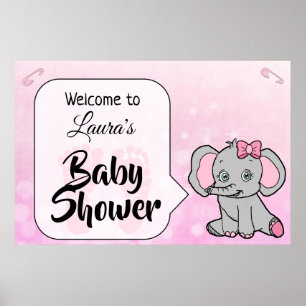 Poster Bienvenue Elephant Thème Baby shower bannière