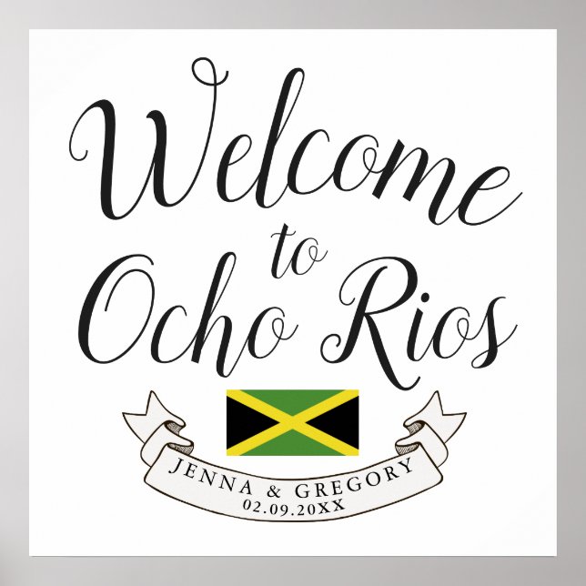 Poster Bienvenue en Jamaïque | Personnalisation du mariag (Devant)