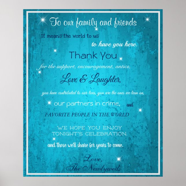Poster Bienvenue Famille et amis Aquarelle bleue (Devant)