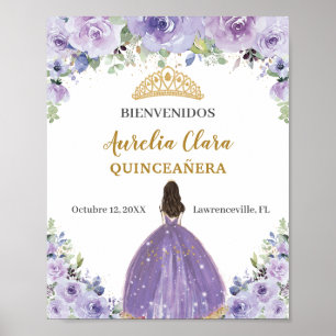 Poster Bienvenue Fille Fleurie au Lilas Violet pour Quinc