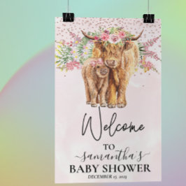 Poster Bienvenue Fille Rose Haut-Baby shower de Vache de