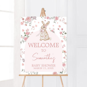 Poster Bienvenue Fille Un Baby shower De Lapin