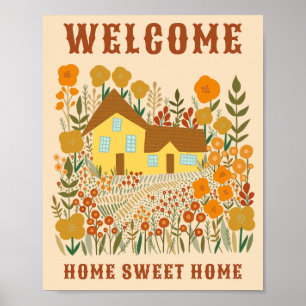 POSTER BIENVENUE MAISON DOUCE MAISON FLEURS FLEUVES PERSO