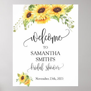 Poster Bienvenue mariage de tournesols floraux fête de ma