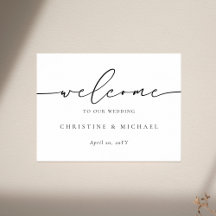 Bienvenue Mariage Écriture Élégante Horizontale 