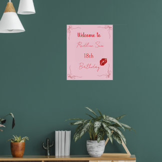 Poster Bienvenue moderne avec un nœud rose impertinent po
