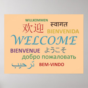Poster Bienvenue multilingue coloré