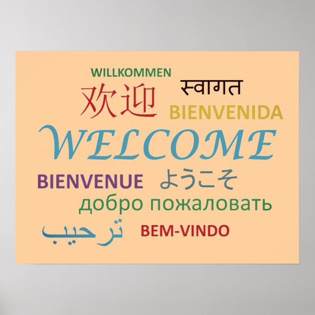 Poster Bienvenue multilingue coloré (Devant)