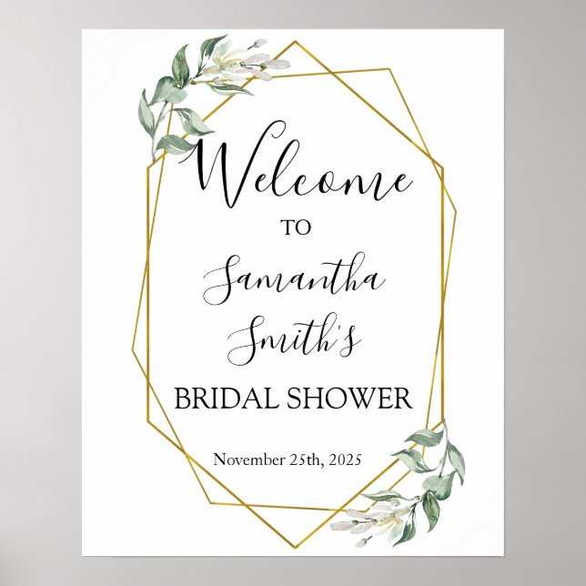 Poster Bienvenue panneau de mariage vert doré pour la fêt (Devant)
