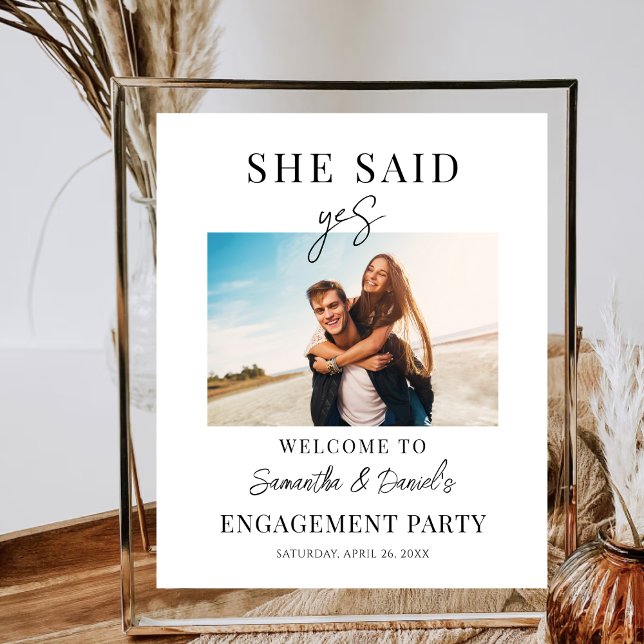Poster Bienvenue Partie d'engagement Elle a dit Oui Photo (Créateur téléchargé)