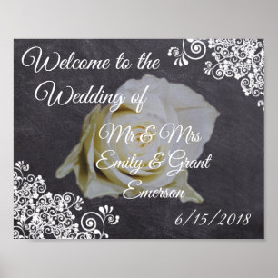 Poster Bienvenue personnalisé au Mariage du Rose Chalkboa