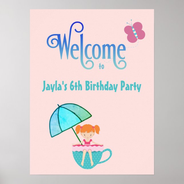 Poster Bienvenue Personnalisé Nom Anniversaire Fête Teacu (Devant)