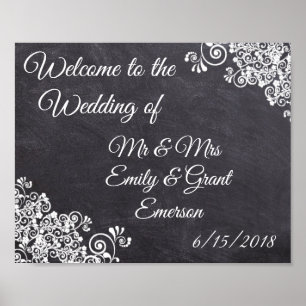 Poster Bienvenue personnalisée au mariage de style tablea