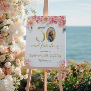 Poster Bienvenue pour la 30e anniversaire - Photo florale