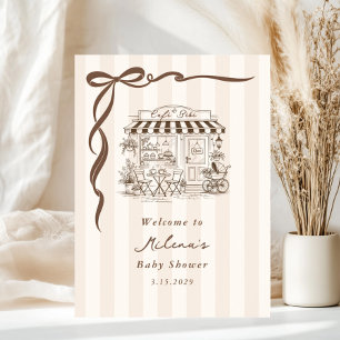 Poster Bienvenue pour la fête de bébé Café Bébé arc neutr