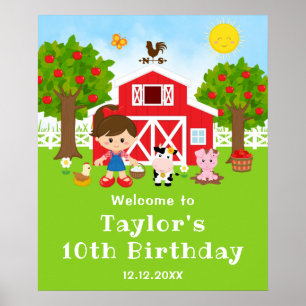Poster Bienvenue pour l'anniversaire de la fille aux chev