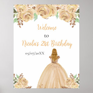 Poster Bienvenue pour l'anniversaire de la princesse aux 