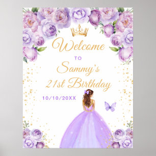 Poster Bienvenue pour l'anniversaire de la princesse aux