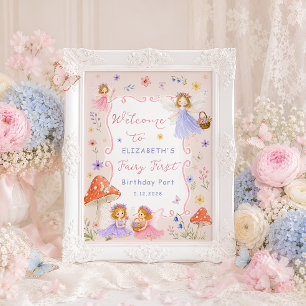 Poster Bienvenue pour l'anniversaire des filles florales 