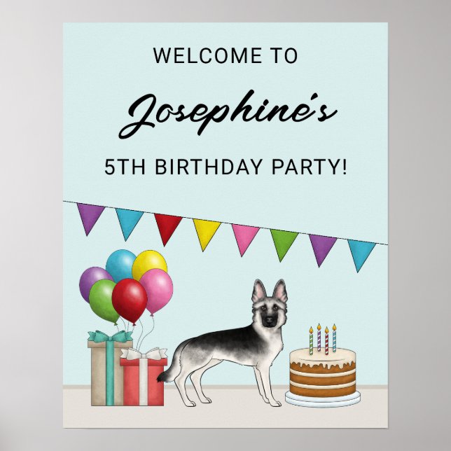 Poster Bienvenue pour l'anniversaire du Berger Allemand S (Devant)