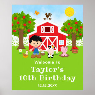 Poster Bienvenue pour l'anniversaire du garçon aux cheveu